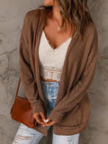 Pocketed Open Front Long Sleeve Cardigan - Trendsi