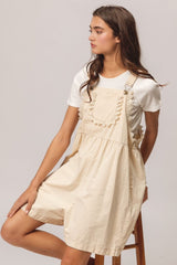 BiBi Back Patch Pocket Lace Trim Rompers - Trendsi