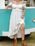 Plus Size Ruffled Hem Off-Shoulder Dress - Trendsi