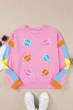Contrast Football Long Sleeve Sweatshirt - Trendsi - Flyclothing LLC