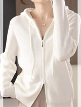 Drawstring Zip Up Long Sleeve Hooded Sweater - Trendsi - Flyclothing LLC