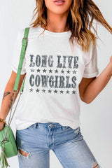 Letter Graphic Round Neck Short Sleeve T-Shirt - Trendsi - Flyclothing LLC