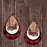 PU Leather Plaid Teardrop Earrings - Trendsi