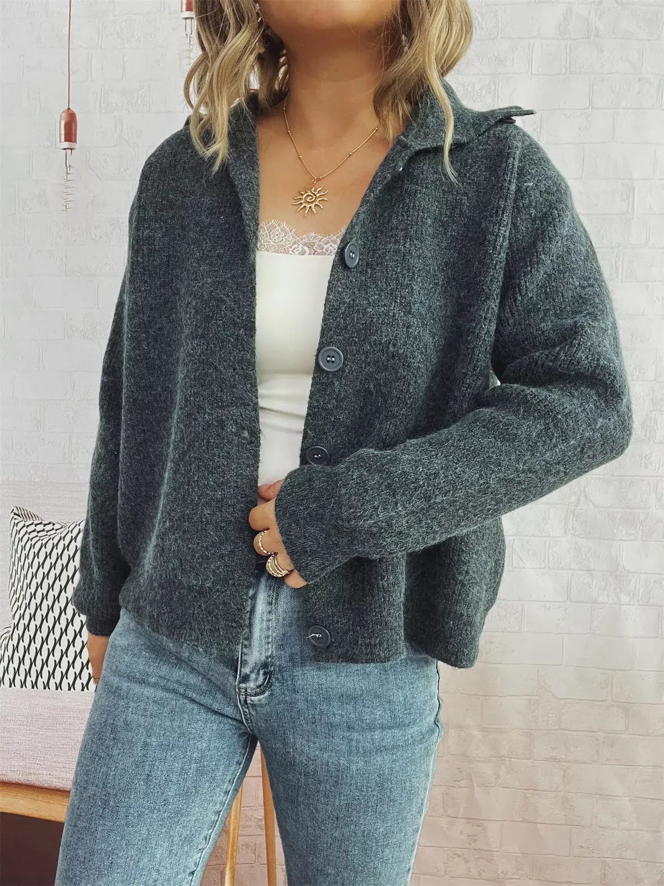 Ribbed Button-Up Cardigan - Trendsi - Flyclothing LLC