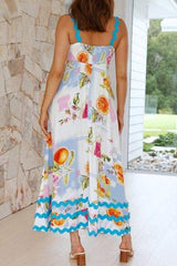 Printed Square Neck Wide Strap Dress - Trendsi - Flyclothing LLC