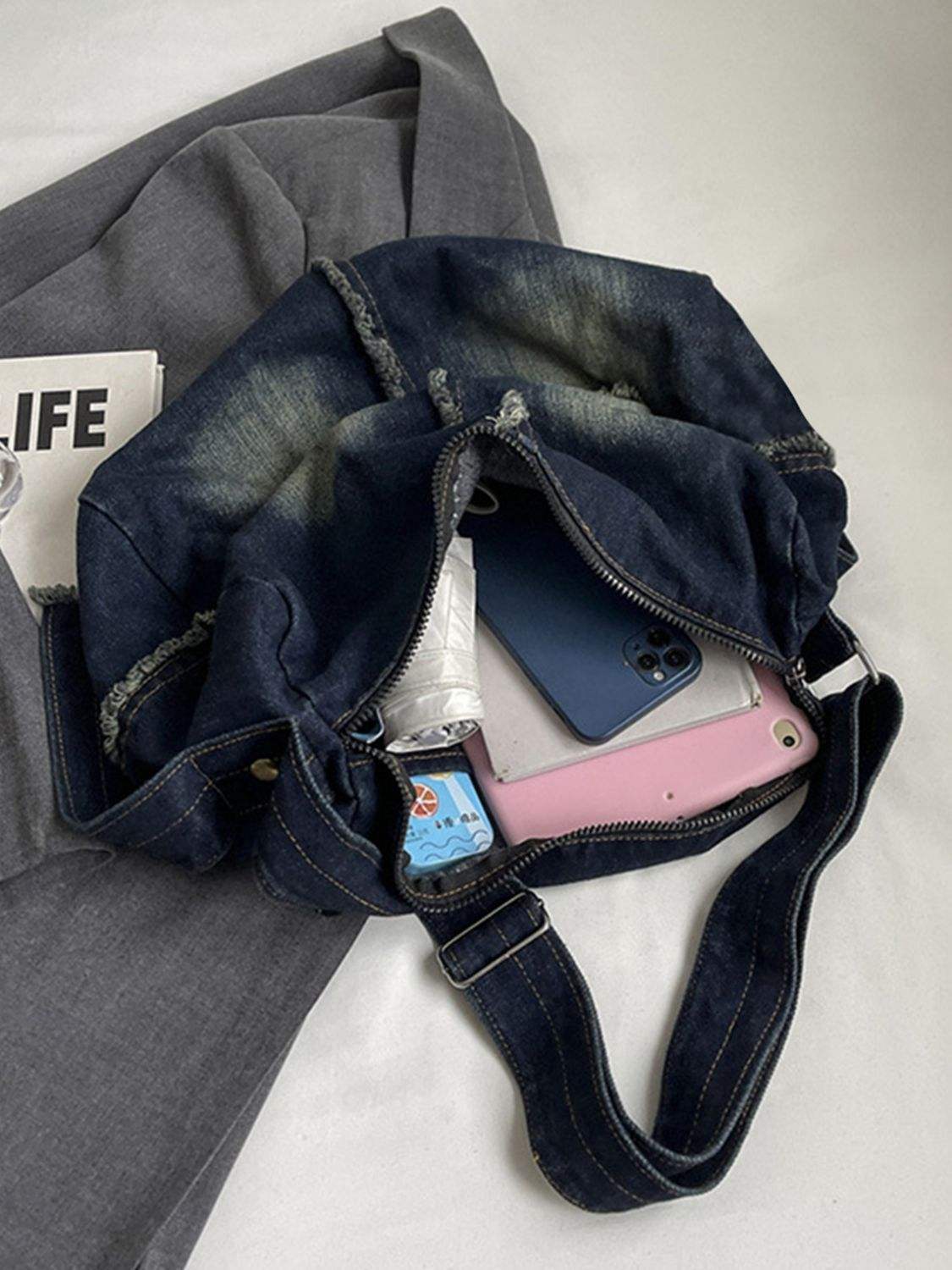 Raw Hem Gradient Crossbody Bag - Trendsi - Flyclothing LLC