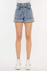 Kancan Ultra High Rise Paperbag Denim Shorts - Trendsi - Flyclothing LLC