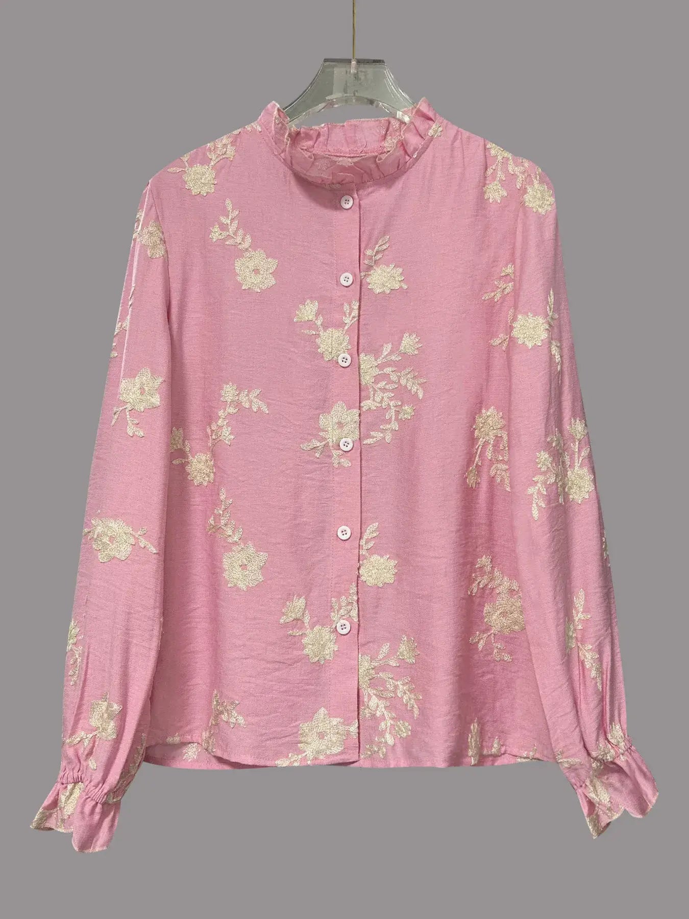 Flower Button Up Long Sleeve Shirt - Trendsi - Flyclothing LLC