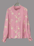 Flower Button Up Long Sleeve Shirt - Trendsi - Flyclothing LLC