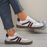 Striped Lace-Up Casual Sneakers - Trendsi - Flyclothing LLC