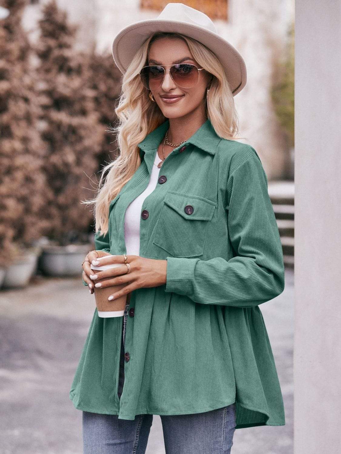 Mandy Collared Neck Long Sleeve Shirt - Trendsi - Flyclothing LLC