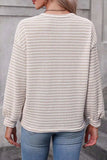 Striped Round Neck Long Sleeve Top - Trendsi - Flyclothing LLC