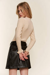 And The Why Half Button Round Neck Long Sleeve Bodysuit - Trendsi - Flyclothing LLC