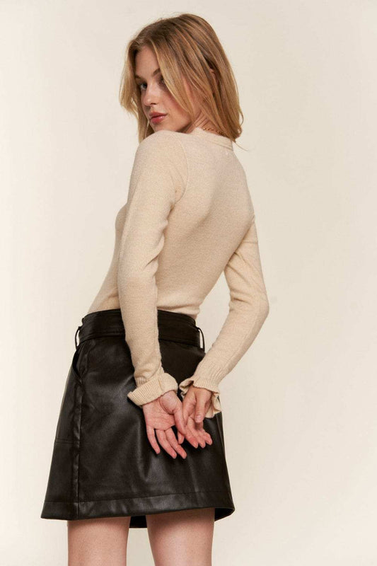 And The Why Half Button Round Neck Long Sleeve Bodysuit - Trendsi - Flyclothing LLC