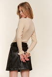 And The Why Half Button Round Neck Long Sleeve Bodysuit - Trendsi