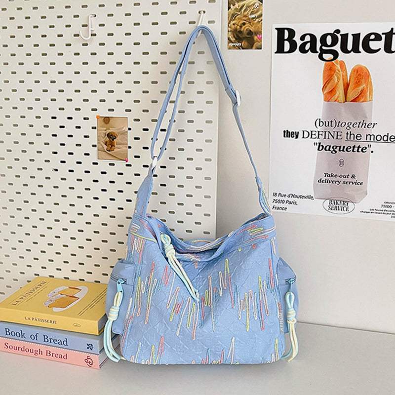 Contrast Texture Shoulder Bag - Trendsi - Flyclothing LLC