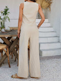 Devine Tied V-Neck Sleeveless Top and Pants Set - Trendsi - Flyclothing LLC