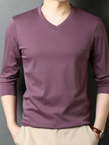 Men's V-Neck Long Sleeve T-Shirt - Trendsi - Flyclothing LLC