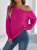 Openwork One Shoulder Cutout Long Sleeve Sweater - Trendsi - Flyclothing LLC
