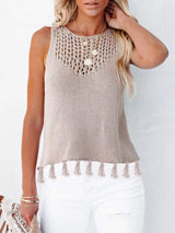 Tassel Knit Tank - Trendsi - Flyclothing LLC