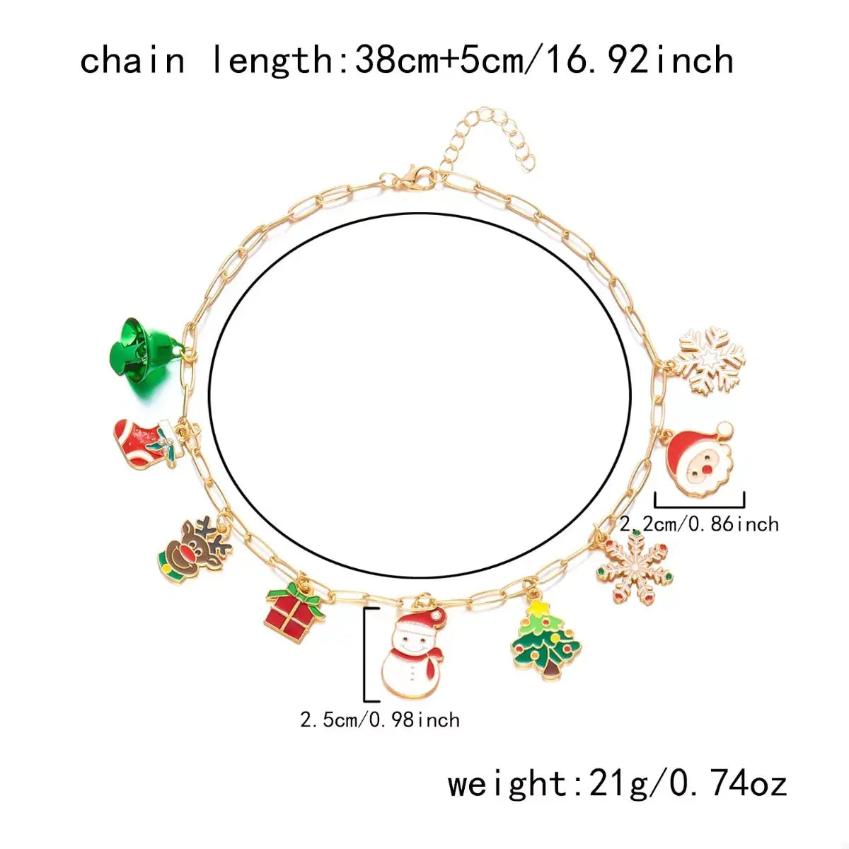 18K Gold-Plated Resin Christmas Theme Necklace - Trendsi - Flyclothing LLC