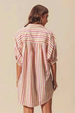 SO ME Multicolored Stripe Button Down Shirt - Trendsi - Flyclothing LLC