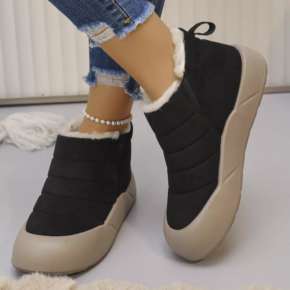 Warm Plush Lined Ankle Boots - Trendsi - Flyclothing LLC