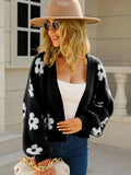 Angel Wings Flower Open Front Long Sleeve Cardigan - Trendsi