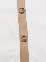 Decor Button Round Neck Short Sleeve Blouse - Trendsi - Flyclothing LLC