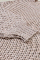 Cable-Knit Round Neck Dropped Shoulder Sweater - Trendsi - Flyclothing LLC