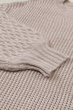 Cable-Knit Round Neck Dropped Shoulder Sweater - Trendsi - Flyclothing LLC