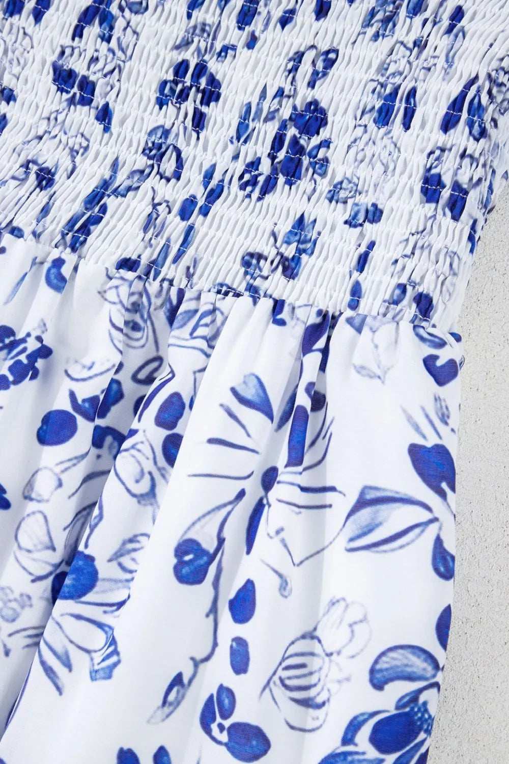 Smocked Printed Square Neck Puff Sleeve Dress - Trendsi - Flyclothing LLC