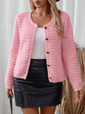 BUtton Up Long Sleeve Cardigan - Trendsi