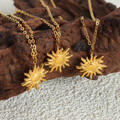Titanium Steel Sun Shape Pendant Necklace Trendsi
