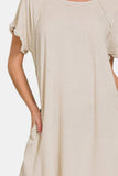 Zenana Fringe Edge High Low Flowy Dress with Pockets - Trendsi