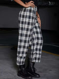 Full Size Plaid High Waist Pants - Trendsi - Flyclothing LLC