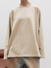 Round Neck Dropped Shoulder Long Sleeve T-Shirt - Trendsi