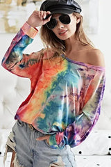 BiBi Tie Dye Soft Knit Jersey Top - Trendsi - Flyclothing LLC