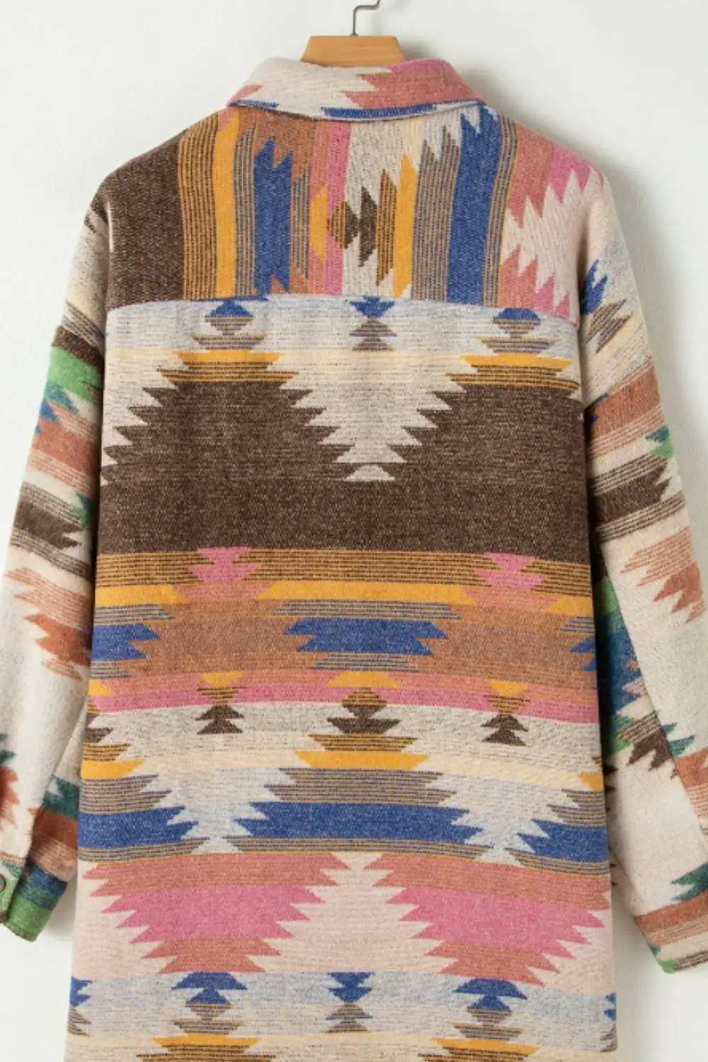 Geometric Button Up Long Sleeve Jacket - Trendsi - Flyclothing LLC