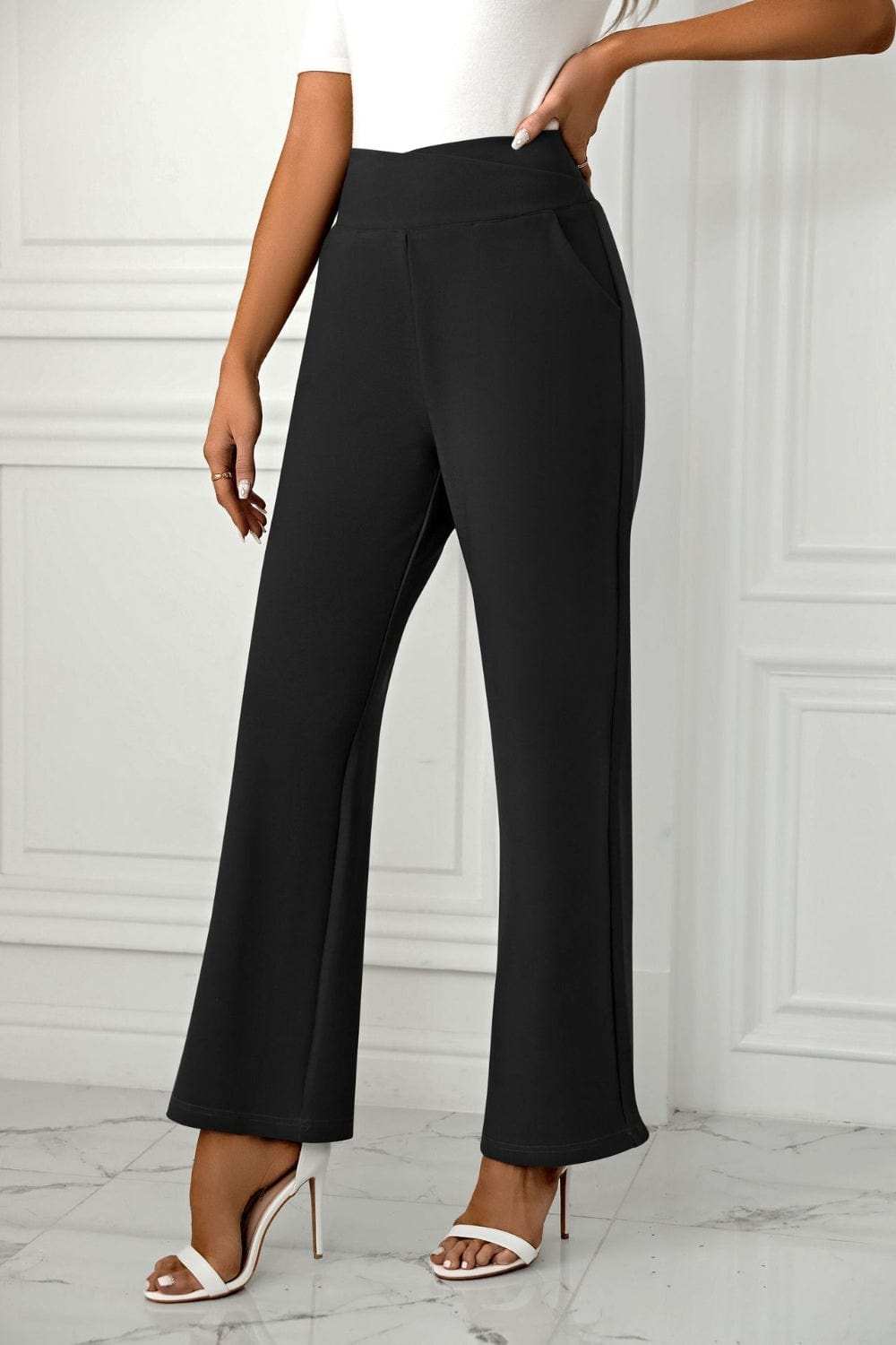 High Waist Straight Leg Pants - Trendsi - Flyclothing LLC