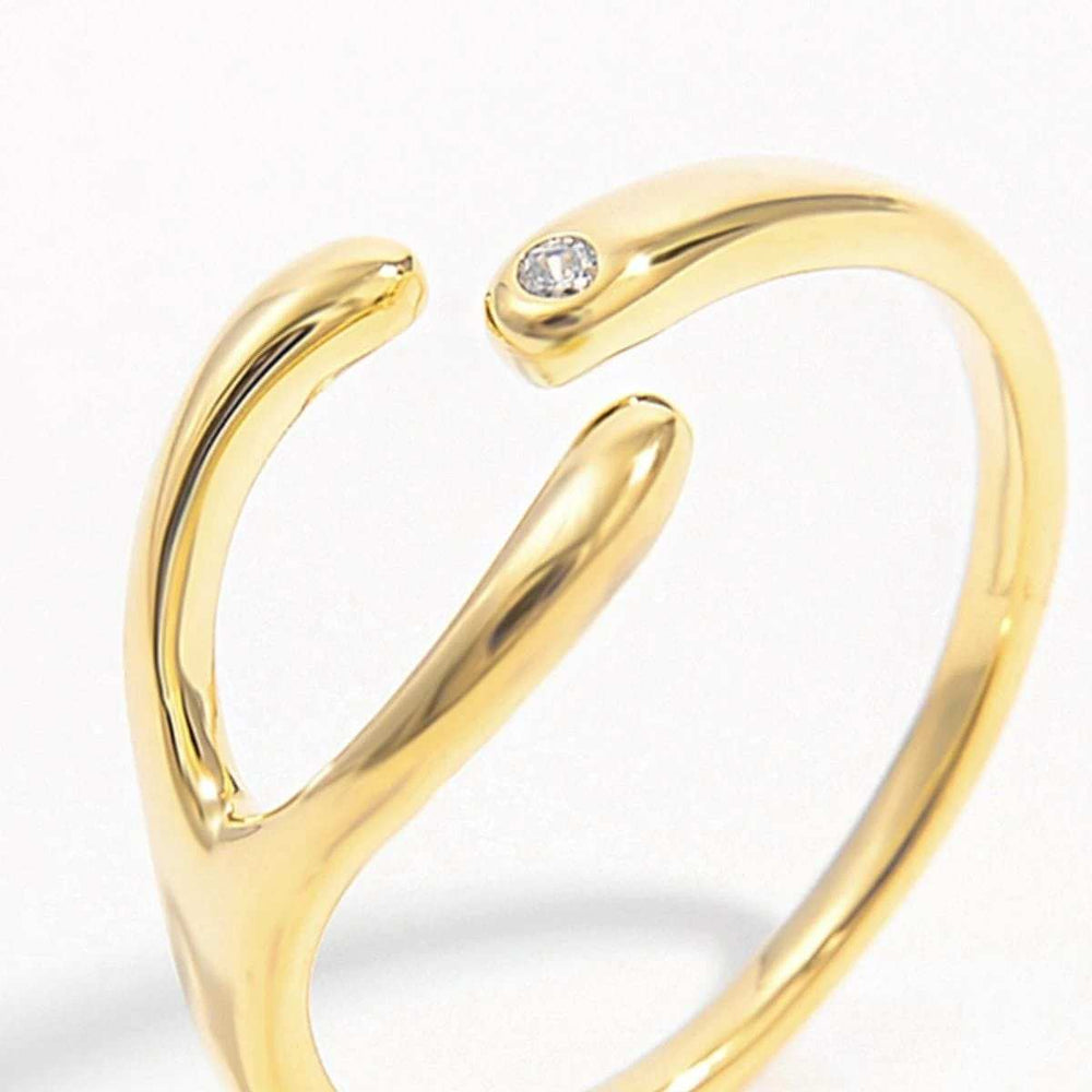 925 Sterling Silver Inlaid Zircon Open Ring - Trendsi - Flyclothing LLC