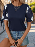 Printed Round Neck Short Sleeve T-Shirt - Trendsi