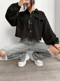 Collared Neck Dropped Shoulder Jacket - Trendsi - Flyclothing LLC