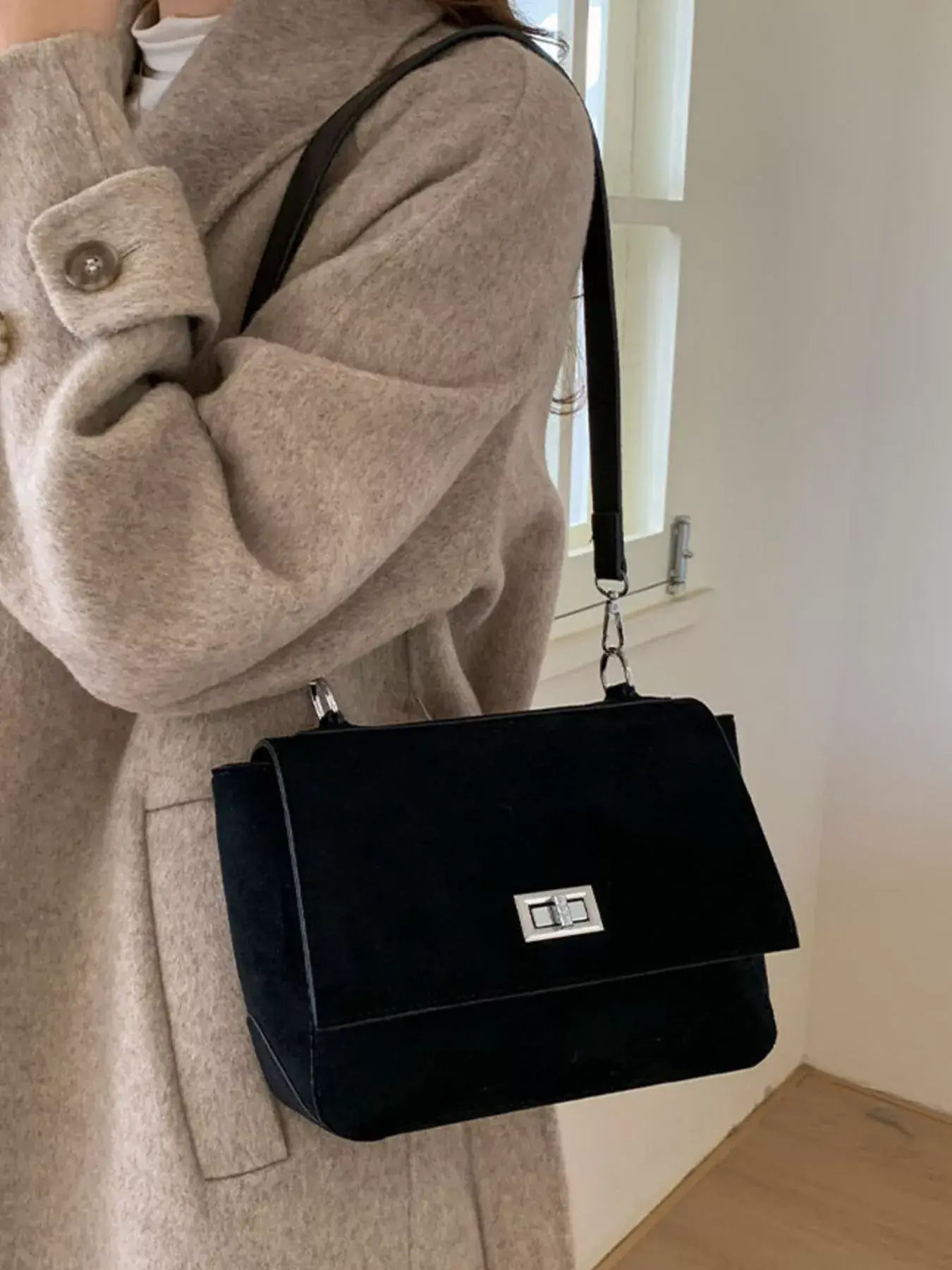 Suede Flap Crossbody Bag - Trendsi - Flyclothing LLC