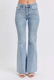 Judy Blue Full Size Mid Rise Rhinestone Side Panel Detail Flare Jeans Plus Size - Trendsi - Flyclothing LLC