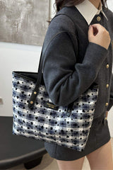 Heart Plaid PU Leather Strap Tote Bag - Trendsi - Flyclothing LLC