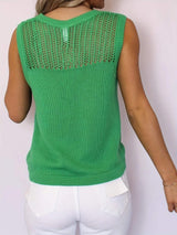 Openwork Round Neck Sweater Vest - Trendsi - Flyclothing LLC