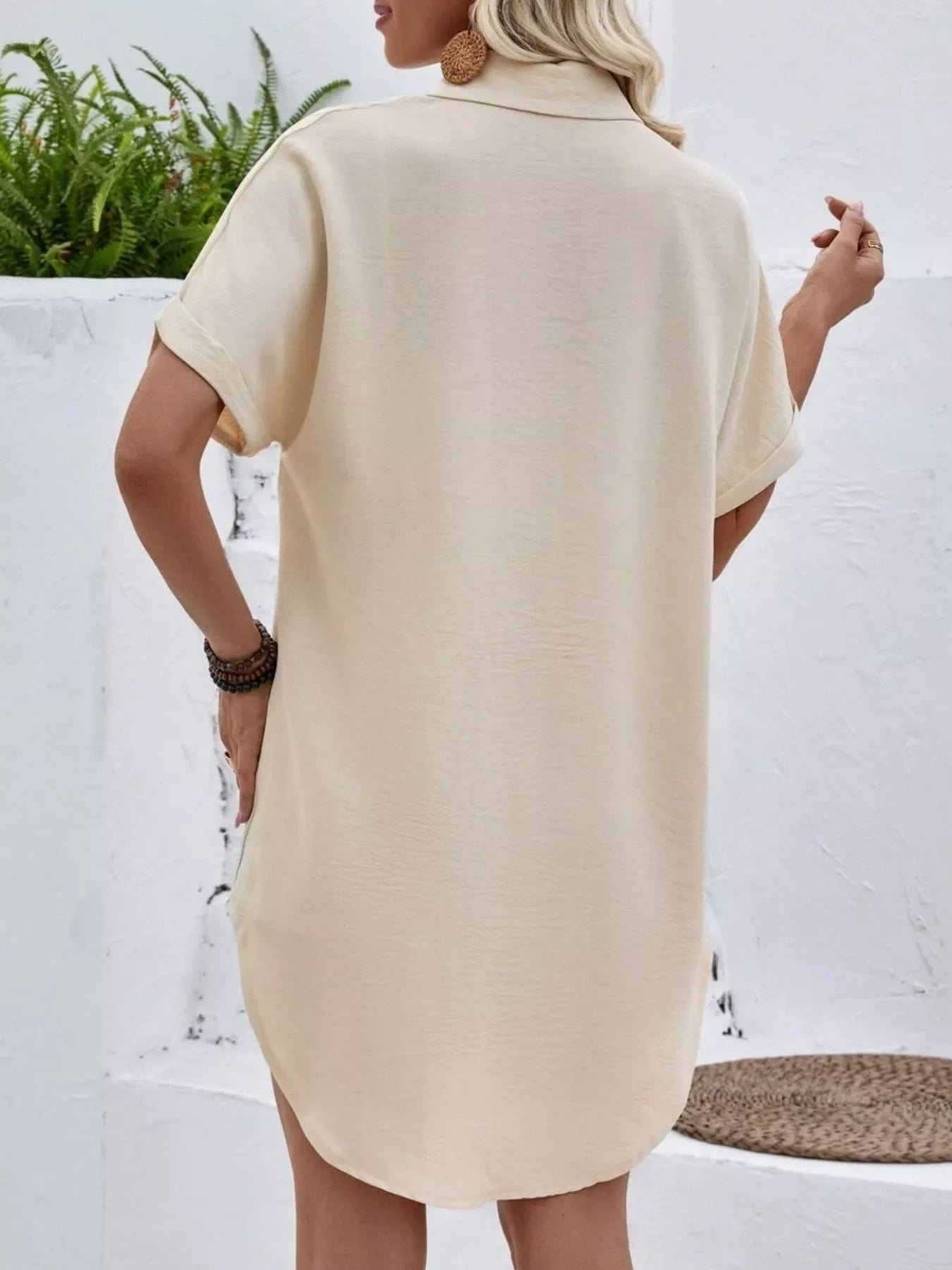 Relaxed Fit Button-Down Longline Shirt - Trendsi - Flyclothing LLC