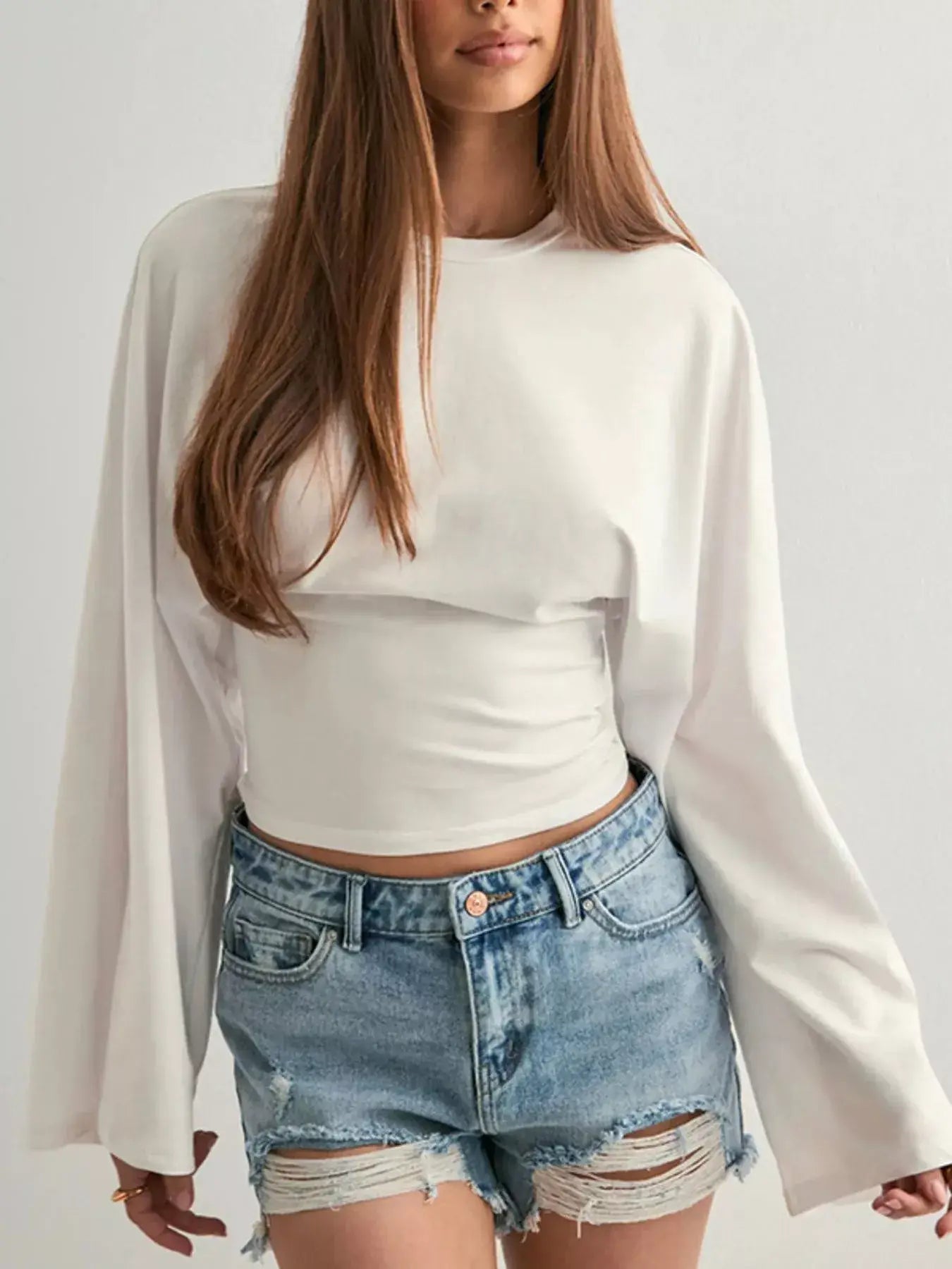 Full Size Long Sleeve Fitted T-Shirt Plus Size - Trendsi - Flyclothing LLC