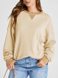 Waffle Knit Round Neck Long Sleeve T-Shirt - Trendsi - Flyclothing LLC